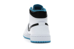Jordan 1 Mid Laser Blue Sneakers – White/Laser Blue-Black – 554724-141