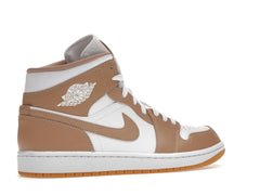 Jordan 1 Mid Tan Gum 554724-271 White Leather Sneakers