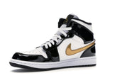 Jordan 1 Mid Patent Black White Gold Sneakers 852542-007