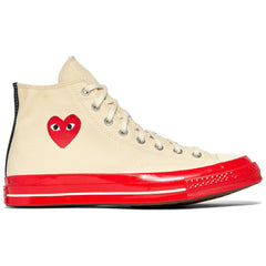 Converse Chuck Taylor All Star 70 Hi Comme des Garcons PLAY Egret Red Midsole