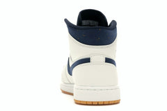 Jordan 1 Retro Mid Jeter AH6342-104 Sail/Bronze-College Navy Sneakers