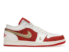 Jordan 1 Low Spades DJ5185-100 White/Metallic Gold-University Red-Sail Sneakers