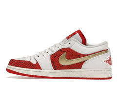 Jordan 1 Low Spades DJ5185-100 White/Metallic Gold-University Red-Sail Sneakers