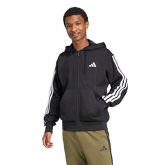Essentials 3 Stripes Fleece FZ Hoody -Mens