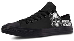 “Mind On The Mission” Skull Black Lowtop Sneaker