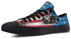 Dumbbell with American Flag Black Lowtop Sneaker