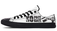 “No Pain No Gain” White Black Lowtop Sneaker