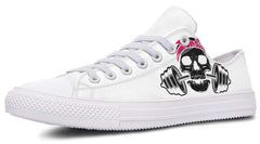 Black Skull in White Lowtop Sneaker