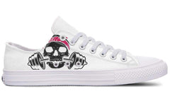 Black Skull in White Lowtop Sneaker