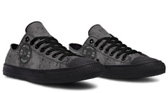 “No Pain No Gain” Gray Pattern Black Lowtop Sneaker