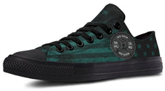 “No Pain No Gain” American Flag Green Pattern Black Lowtop Sneaker