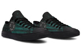 “No Pain No Gain” American Flag Green Pattern Black Lowtop Sneaker