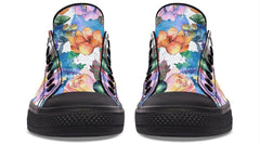 Colorful Flower with Dog In Glasses pattern Lowtop Sneaker