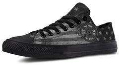 “No Pain No Gain” B&W Pattern Black Lowtop Sneaker
