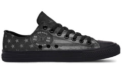 “No Pain No Gain” B&W Pattern Black Lowtop Sneaker