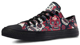Mexican Skull Pattern Black Lowtop Sneaker