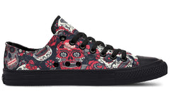 Mexican Skull Pattern Black Lowtop Sneaker