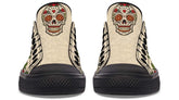 Day Of Dead Rose Pattern Black Lowtop Sneaker