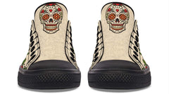 Day Of Dead Rose Pattern Black Lowtop Sneaker
