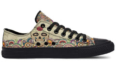 Day Of Dead Skull Pattern Black Lowtop Sneaker