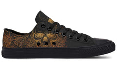 Gold Foil Skull Pattern Black Lowtop Sneaker