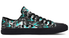 Cyan Polygon Pattern Black Lowtop Sneaker