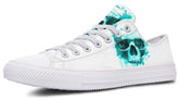 Cyan Skull Print White Lowtop Sneaker