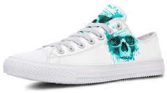 Cyan Skull Print White Lowtop Sneaker