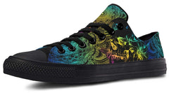 Green and Yellow Color Skull Hippie Pattern Lowtop Sneaker