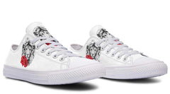 Lion With Rose White Lowtop Sneaker