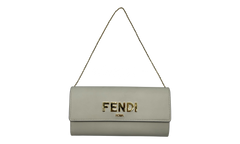 Fendi Roma Logo Continental Wallet On Chain White (PreOwned)