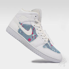 Acid Wash Paint Splat Denim - Jordan 1 Mid Custom