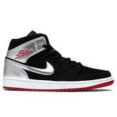 Air Jordan 1 Mid - Black/Gym Red/Metallic Silver