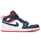 Air Jordan 1 Mid SE (PS) - White/University Red/Midnight Navy