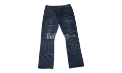 Homme + Femme Distressed Patch Black Jeans
