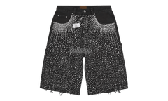 Birth of Royal Child 20k Swarovski Diamond Boro Denim Black Jean Shorts