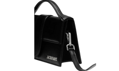 Jacquemus Le Grand Bambino Crossbody Strap Black Handbag Silver Lettering