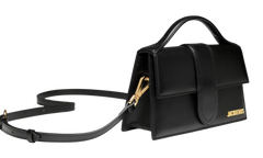 Jacquemus Le Grand Bambino Crossbody Strap Black Handbag Gold Lettering