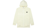 Comme des Garcons Play Women's Big Black Heart Zip Up Hoodie Ivory (Preowned)