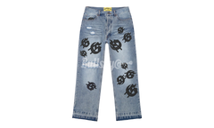 Godspeed Scattered GS Logo Blue Wash Denim Jeans