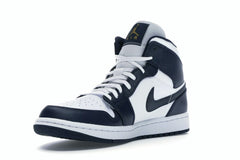 Air Jordan 1 Mid White Metallic Gold Obsidian (554724-174)