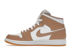 Jordan 1 Mid Tan Gum 554724-271 White Leather Sneakers