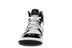 Jordan 1 Mid Patent Black White Gold Sneakers 852542-007