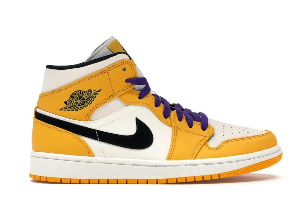 Jordan 1 Mid SE Lakers (852542-700) – University Gold/Black/Pale Ivory/Court Purple/Sail
