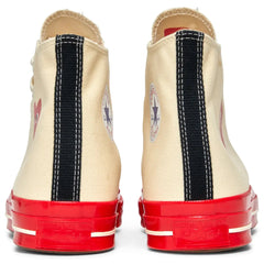 Converse Chuck Taylor All Star 70 Hi Comme des Garcons PLAY Egret Red Midsole