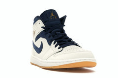 Jordan 1 Retro Mid Jeter AH6342-104 Sail/Bronze-College Navy Sneakers