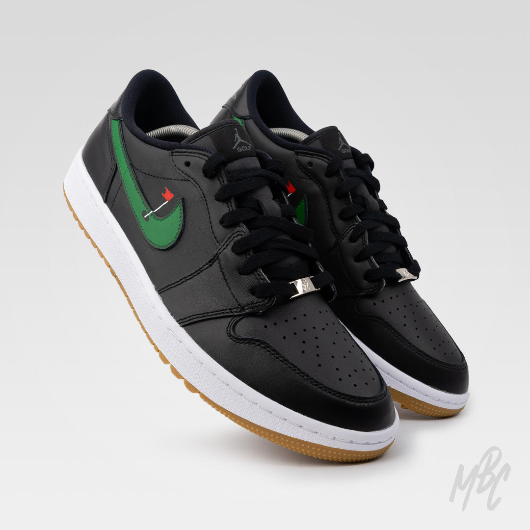 Clean on the Green - Jordan 1 Low Black Golf Custom