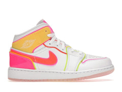 Air Jordan 1 Mid Edge Glow (GS) White/Hyper Crimson/Pink Blast CV4611-100