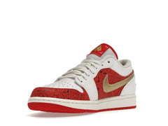 Jordan 1 Low Spades DJ5185-100 White/Metallic Gold-University Red-Sail Sneakers