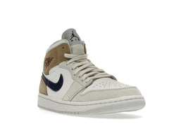 Air Jordan 1 Mid Tan Suede DO6726-100 White Team Red Khaki Blue Void Sneakers